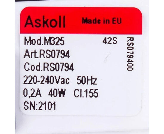 Зображення 2 Помпа (насос) для пральної машини 290903 RC0014 Askoll 40 Вт M325 (контакти роздільні ззаду; на 3 засувки)