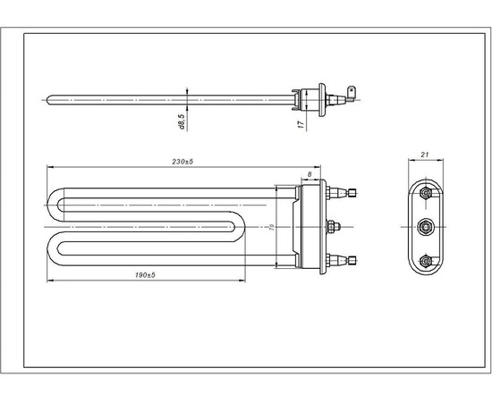 Зображення 7 ТЕН для пральної машини Electrolux 1240325470 TP 235-SG-1950 IRCA L=235 mm 1950 W