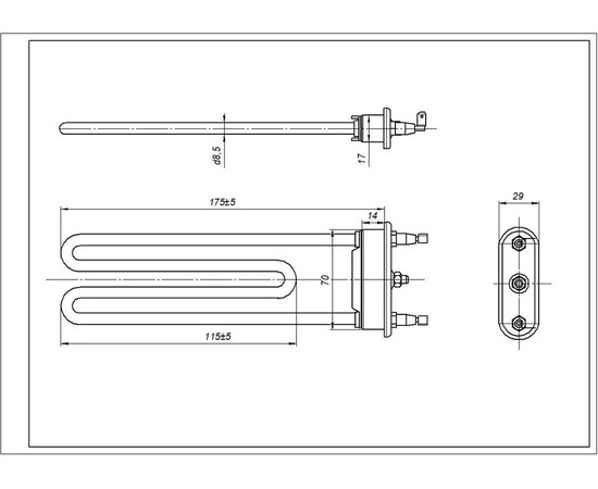 Зображення 7 ТЕН для пральної машини LG 5301ER1001H TP 175-SG-1900 Thermowatt (Італія) L=175 mm 1900 W