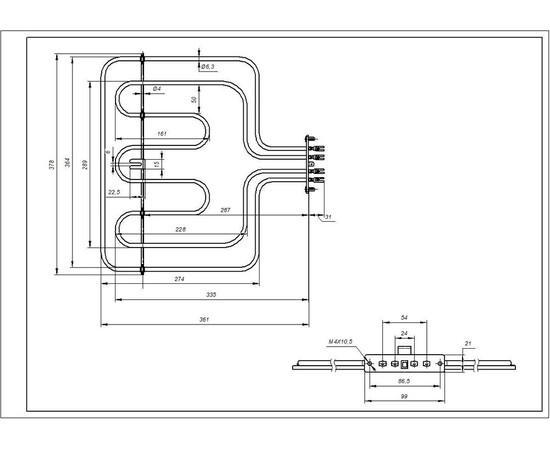 Изображение 3 Тэн верхний (гриль) для духовки Ardo 524013300 2500W (700+1800W)