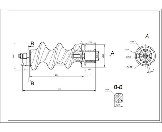 Зображення 6 Шнек для м'ясорубки Zelmer \ Bosch 12024514 NR8 86.3140
