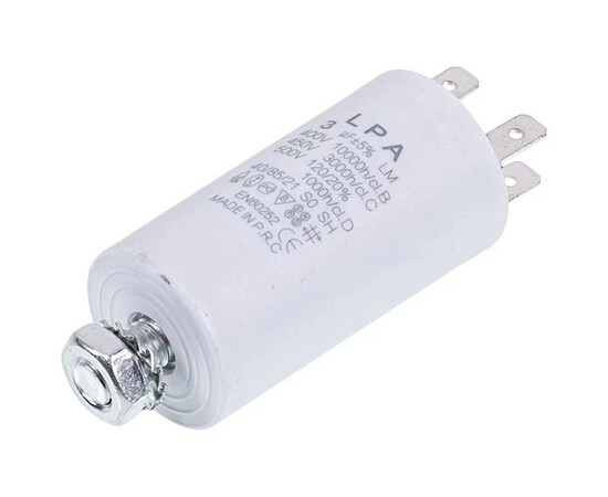 Зображення 3 Пусковий конденсатор для пральної машини CBB60 3 uF 450V 34x70mm (4 клеми)