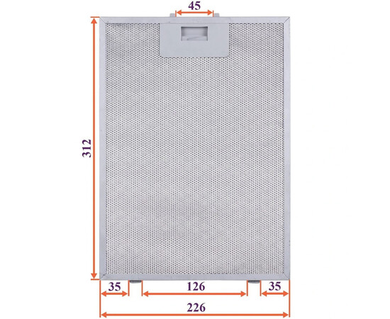 Зображення 4 Фільтр жировий для витяжки (металевий) 312x226x8mm (під защіпки, універсальний)