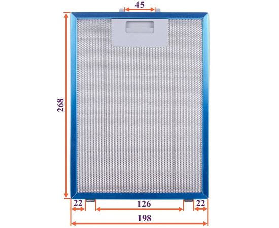 Изображение 4 Фильтр жировой для вытяжки (металлический) 268x198x8mm (под защелки, универсальный)