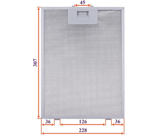 Изображение 4 Фильтр жировой для вытяжки (металлический) 307x228x8mm (под защелки, универсальный)