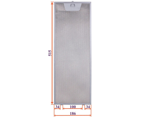 Зображення 4 Фільтр жировий для витяжки (металевий) 186x515x8mm (під защіпки, універсальний)