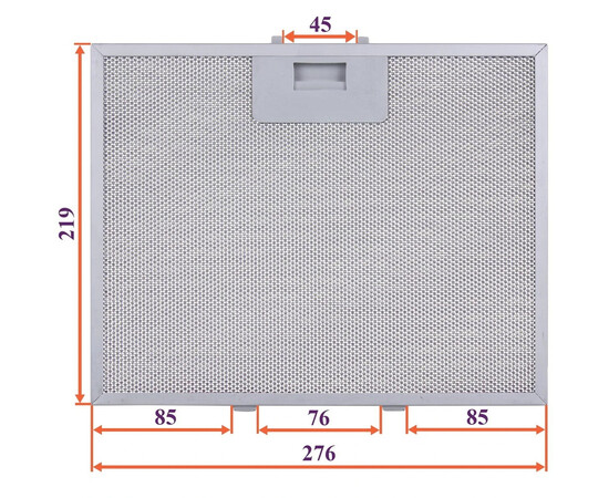 Изображение 4 Фильтр жировой для вытяжки (металлический) 276x219x8mm (под защелки, универсальный)