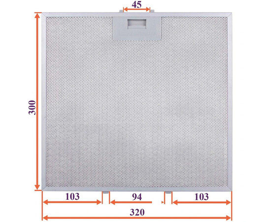 Изображение 4 Фильтр жировой для вытяжки (металлический) 300x320x8mm (под защелки, универсальный)
