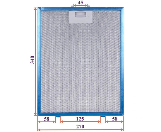 Зображення 4 Фільтр жировий для витяжки (металевий) 270x340x8mm (під защіпки, універсальний)