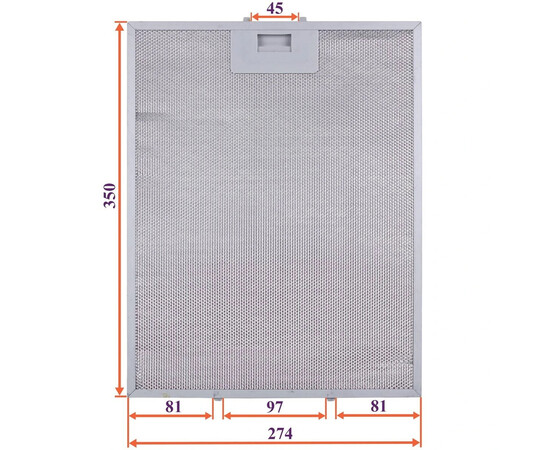 Зображення 4 Фільтр жировий для витяжки (металевий) 274x350x8mm (під защіпки, універсальний)