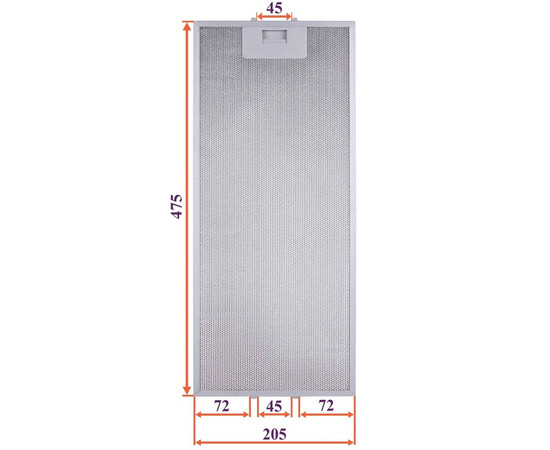 Изображение 4 Фильтр жировой для вытяжки (металлический) 205x475x8mm (под защелки, универсальный)