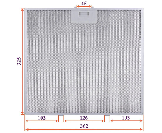 Зображення 4 Фільтр жировий (метал.) для витяжки 362x325x8mm (під защіпки, універсальний)