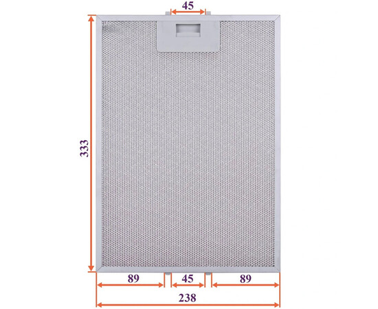 Зображення 4 Фільтр жировий для витяжки (металевий) 238x333x8mm (під засувки, універсальний)