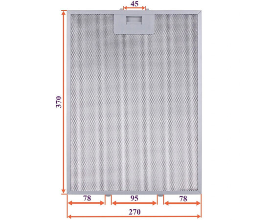 Зображення 4 Фільтр жировий (метал.) для витяжки 270x370x8mm (під защіпки, універсальний)