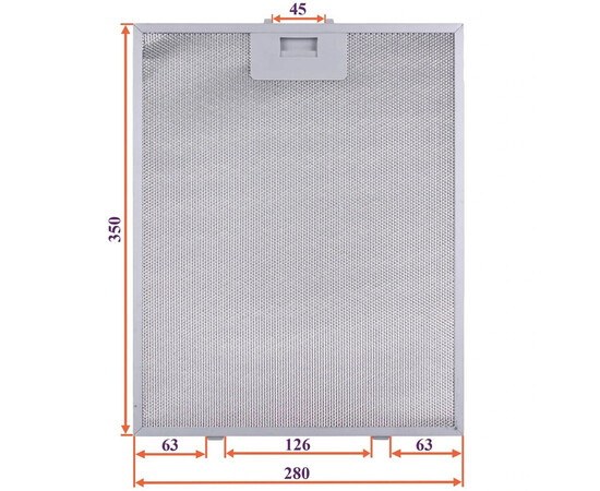 Зображення 4 Фільтр жировий для витяжки (металевий) 280x350x8mm (під защіпки, універсальний)