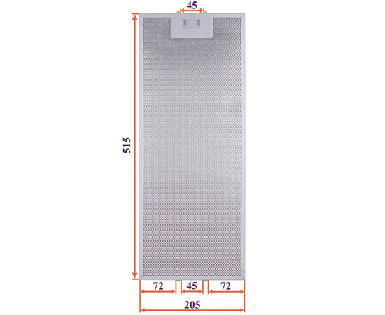 Зображення 4 Фільтр жировий для витяжки (металевий) 205x515x8mm (під защіпки, універсальний)