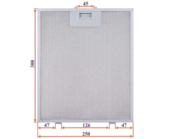 Зображення 4 Фільтр жировий для витяжки (металевий) 250x300x8mm (під защіпки, універсальний)