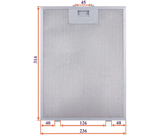 Зображення 4 Фільтр жировий для витяжки (металевий) 236x314x8mm (під защіпки, універсальний)
