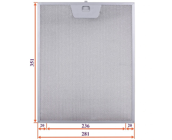 Изображение 4 Фильтр жировой для вытяжки (металлический) 281x351x8mm (под защелки, универсальный)