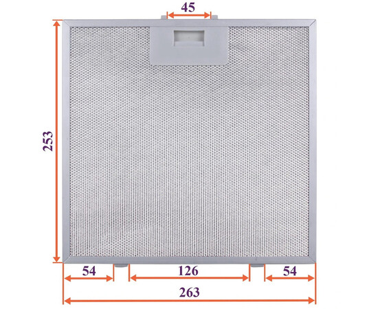 Зображення 4 Фільтр жировий (метал.) для витяжки 263x253x8mm (під защіпки, універсальний)