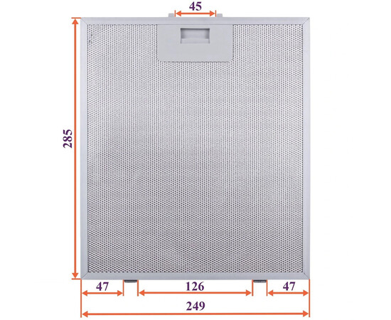 Зображення 4 Фільтр жировий для витяжки (металевий) 249x285x8mm (під защіпки, універсальний)