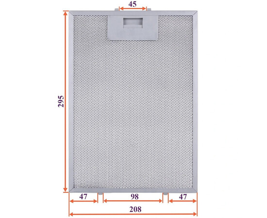 Зображення 4 Фільтр жировий для витяжки (металевий) 208x295x8mm (під защіпки, універсальний)