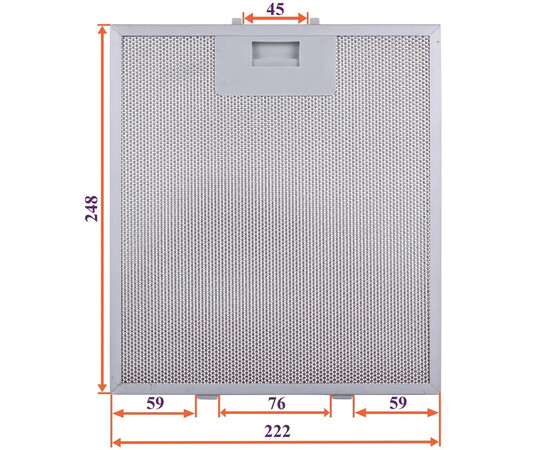 Зображення 4 Фільтр жировий для витяжки (металевий) 248x222x8mm (під защіпки, універсальний)