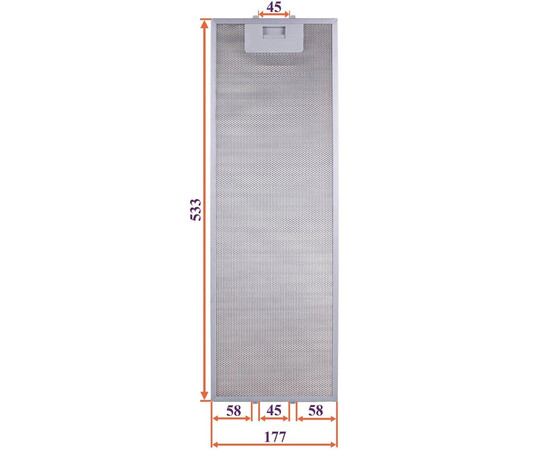 Зображення 4 Фільтр жировий для витяжки (металевий) 177x533x8mm (під защіпки, універсальний)