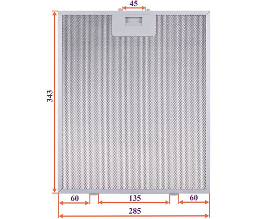 Изображение 4 Фильтр жировой для вытяжки (металлический) 285x343x8mm (под защелки, универсальный)