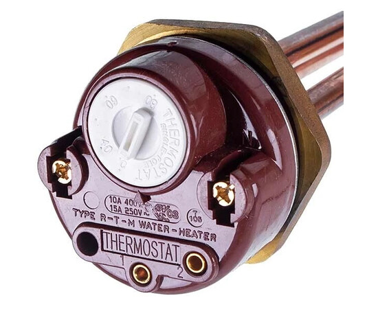 Зображення 5 Тен для бойлера з термостатом 1500W (мідний) L=265mm фланець 54mm 1 трубка під датчик