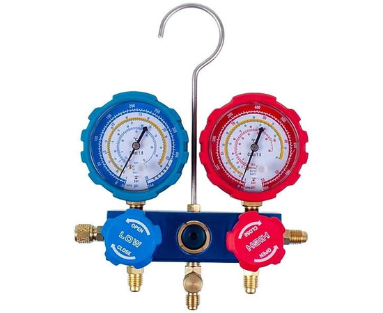 Изображение 5 Манометрический коллектор 2- вентильный LEETO LMG-2-R22 (R22 R-134 R404 R407) + шланги 3шт.x1200mm