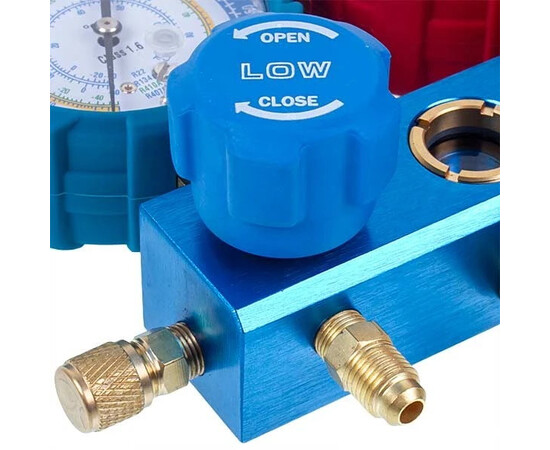 Изображение 6 Манометрический коллектор 2- вентильный LEETO LMG-2-R22 (R22 R-134 R404 R407) + шланги 3шт.x1200mm