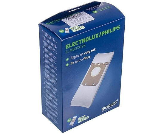 Зображення 5 Набір мішків (12 шт) ELMB01X12K S-BAG WORWO для пилососа Electrolux/Philips