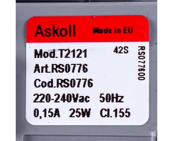 Зображення 2 Помпа (насос) для пральної машини 49023062 Askoll 25 Вт T2121 (контакти спарені спереду, на 3 засувки)
