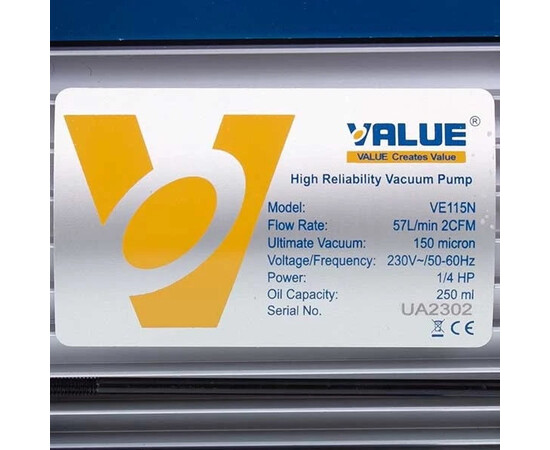 Зображення 2 Вакуумний насос Value VE-115 (1 ступ./57 л/хв.)