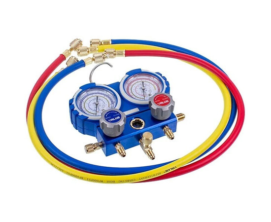 Зображення 2 Манометричний колектор 2-вентильний VALUE VMG-2 R410А-B + шланги 3шт (R410 R407 R22 R134)