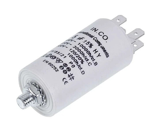 Зображення 3 Пусковий конденсатор для пральної машини CBB60 5uF 450V 32x58mm (під гайку, 4 клеми)