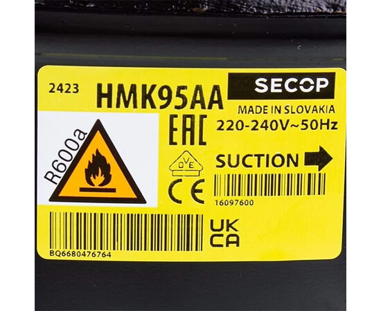 Зображення 2 Компресор для холодильника HMK95AA SECOP (DANFOSS) R600a 167 W (з пусковим реле ZAF-5)