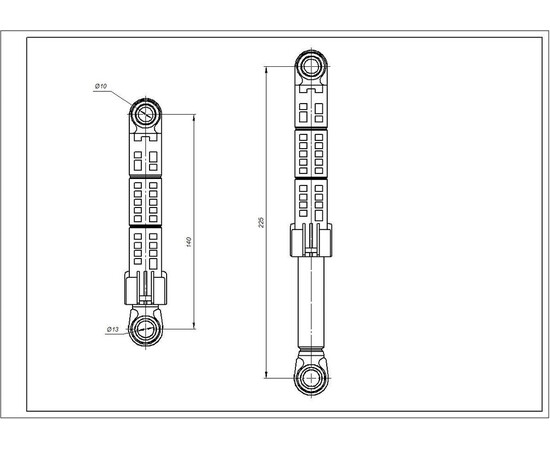 Зображення 4 Амортизатор бака для пральної машини Samsung DP DC66-00661A 120N L=140--225mm D отвору=10/13mm