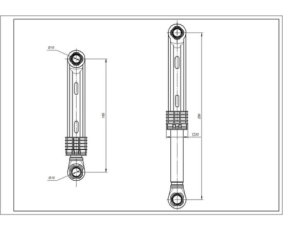 Изображение 4 Амортизатор бака для стиральной машины Samsung AKS DC66-00343J 80N L=165-250mm D отверстия=10mm