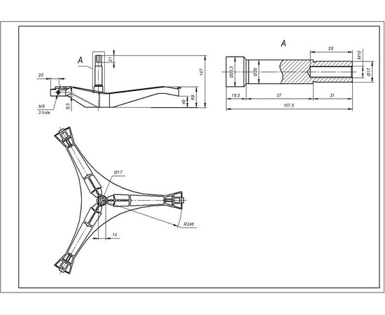 Зображення 5 Хрестовина барабана EBI для пральної машини Samsung  COD.741 L=107mm