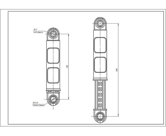 Изображение 4 Амортизатор бака для стиральной машины Electrolux 8581322553513 60N L=165-240mm D отверстия=11mm