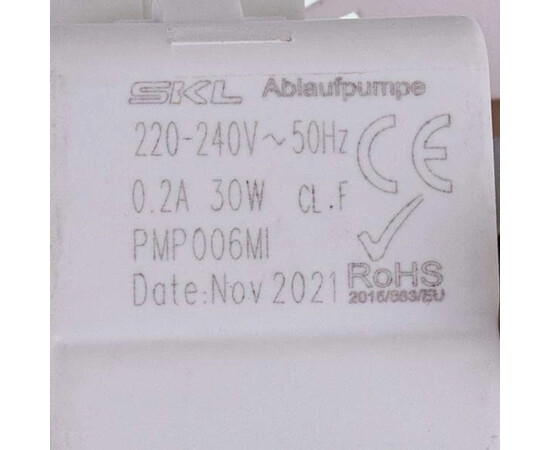 Изображение 7 Помпа (насос) для стиральной машины Miele 6239560 30 Вт (контакты спаренные сбоку, на 4 защелки)