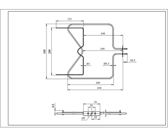 Изображение 4 Тэн нижний 1150W для духовки Whirlpool 481010375734