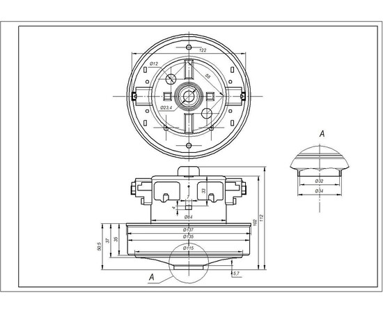 Изображение 5 Двигатель для пылесоса Samsung DJ31-00005H VCM-K40HU (с выступом) D=135/84 mm H=35/102 mm 1560 W