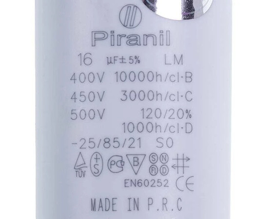 Зображення 5 Пусковий конденсатор для пральної машини CBB60 16uF 450V 40x70mm (під гайку, 4 клеми)