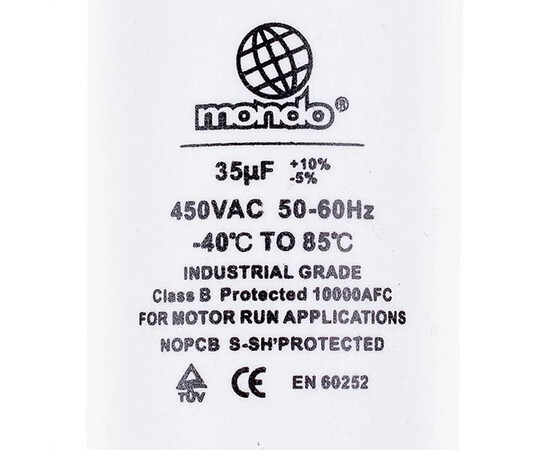 Зображення 2 Пусковий конденсатор для пральної машини CBB60 35uF 450V 45x95mm (під гайку, 4 клеми)