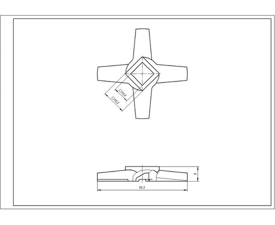 Зображення 6 Ніж для м'ясорубки Zelmer 00755469 NR8 86.3107 D=54mm s=9mm Отвір=10x10mm