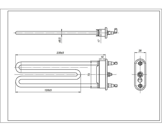 Зображення 7 ТЕН для пральної машини Whirlpool 481010645279 Thermowatt TPD 245-SG-2050 L=245 mm 2050 W