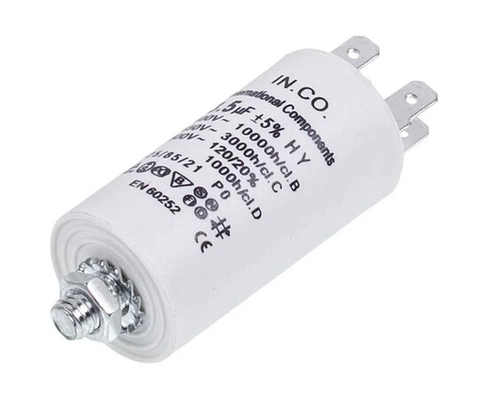 Зображення 2 Пусковий конденсатор для пральної машини CBB60 3.5uF 450V 34x70mm (4 клеми)